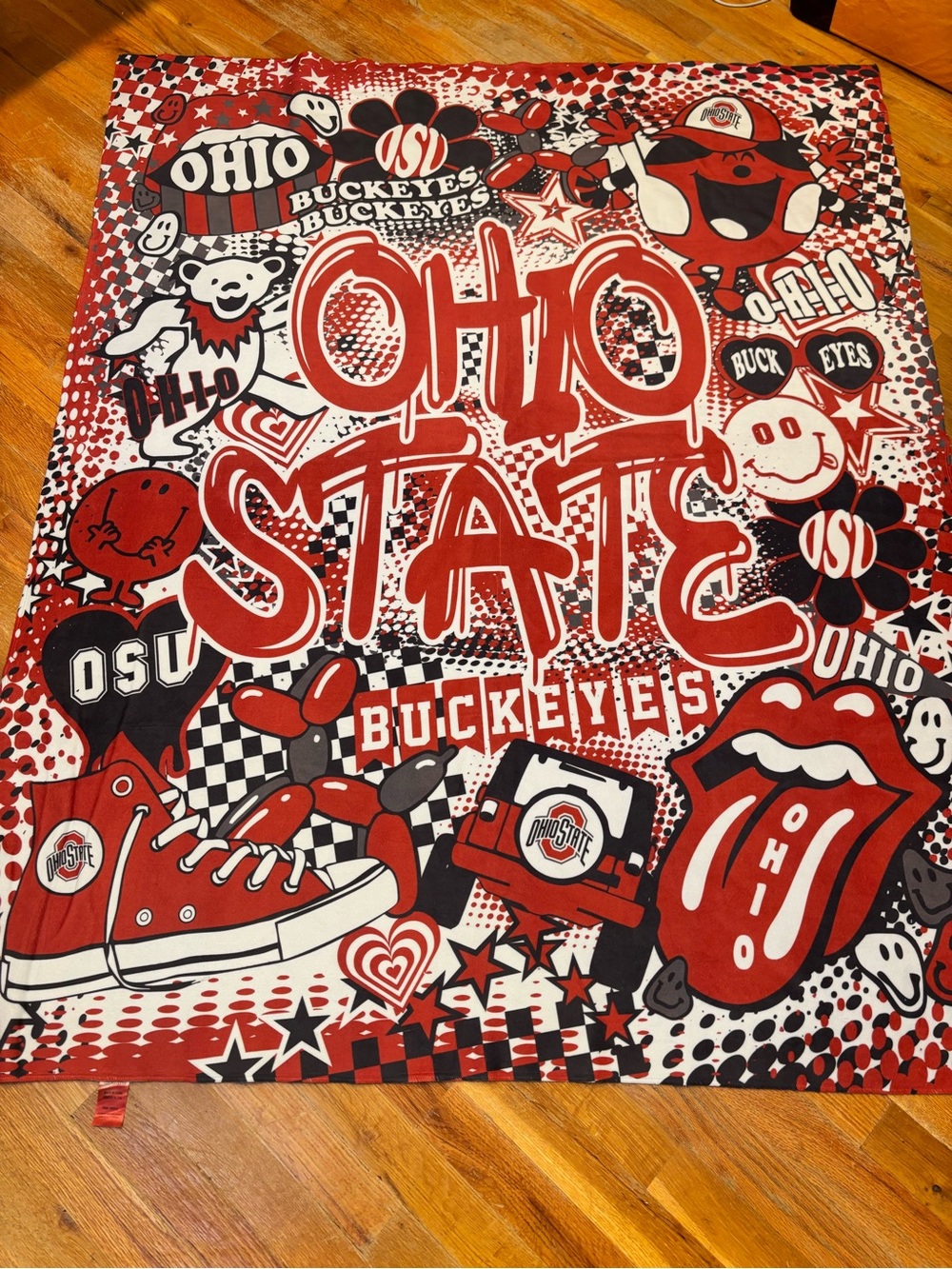 Ohio State Buckeyes Graphic Blanket - Red & White